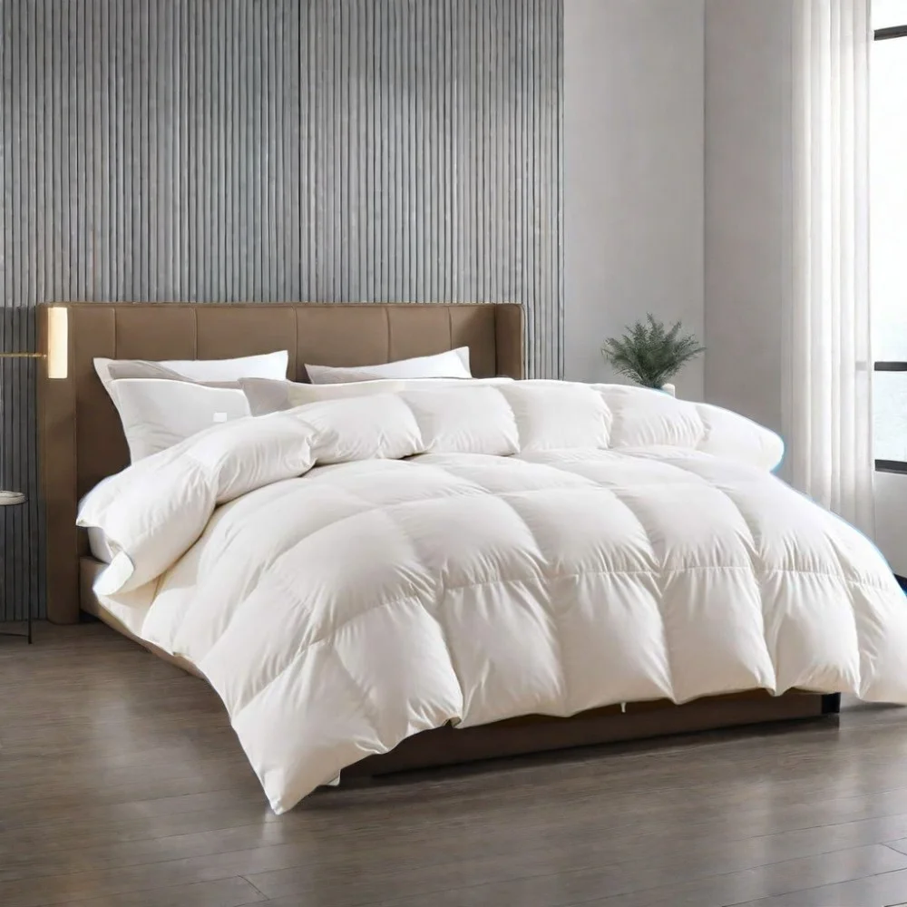 Luxury Hotel Goose Feathers Down Comforter Super Soft 100% Cotton Cover Heavy weight extra warm goose down quilt
