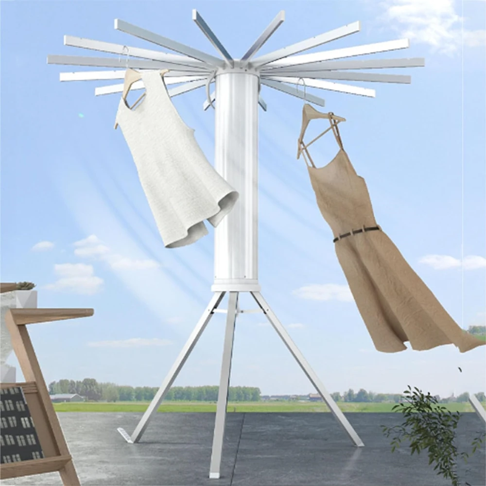 2023 Retractable Folding Wooden Laundry Hanger Dryer Tripod Clothes Drying Rack For Home