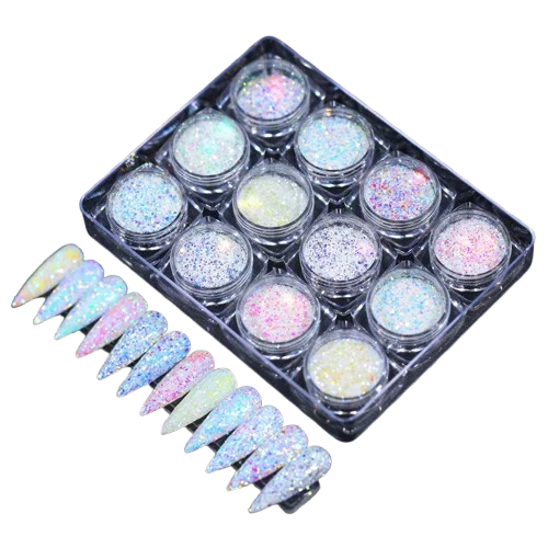 New Nail Art Laser Glitter Sequins 12 Colors Nail Decoration Set