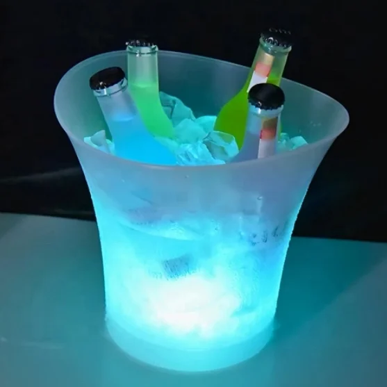 transparent colorful led gradient light glowing 4l 5l acrylic clear beer champagne plastic led ice bucket