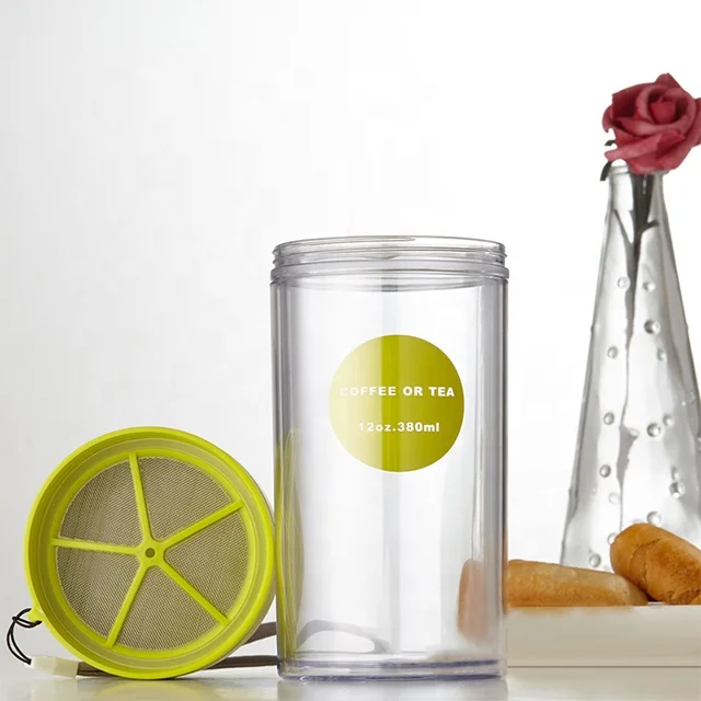OEM/ODM Plastic Tea Cup Bottle Double Wall Insulated Custom Logo Tea Tumbler Plastic Factory
