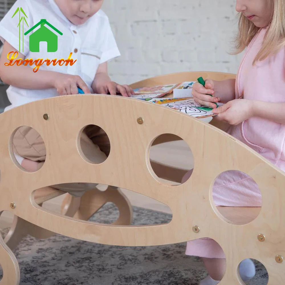 Wooden Rocking Chair Board multifunctional wooden piklers Arch Rocker Montessori Kids Toy arch rocker climbing arch for children