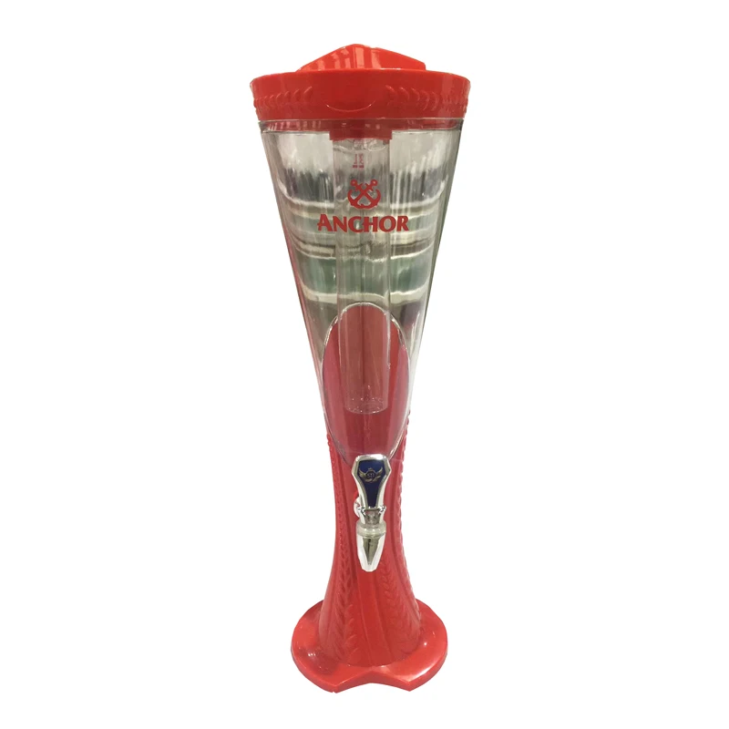 Customized 3L led plastic draft beer tap tower cooler tube dispenser beer tower draft beer dispenser