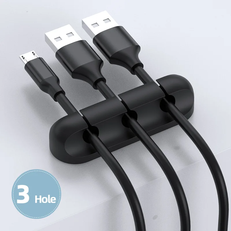 Cable Organizer Manufacturers Wholesale Hot Sale New 3/5 /7 Hole USB Cable Holder Wire Silicone Cable Cord Organizer