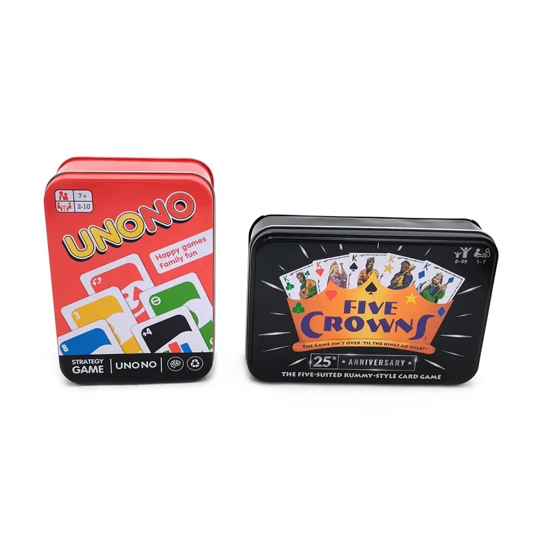 OEM game Printing iron tin box five crownf cards USA Game Tin game cards metal tin box custom printing