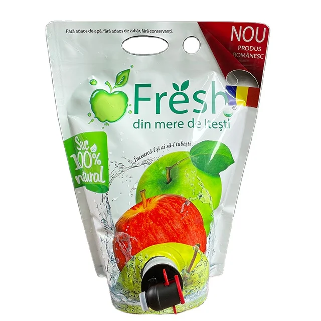 Plastic Stand Up Packaging Bag Doypack Wine Juice Beverage Liquid Pouch With Spout Tap Reusable BiB Bag