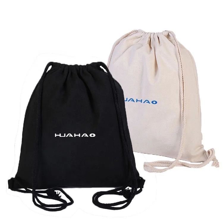 huahao Custom logo canvas drawstring bag personalised drawstring canvas bags  hot sale canvas large drawstring bag