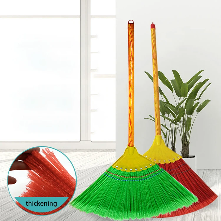 Floor Brush Wooden Handle Celling Broom With Stick Kitchen Restaurants Corn Durable Poly Fiber Nylon Bristle Whisk Broom