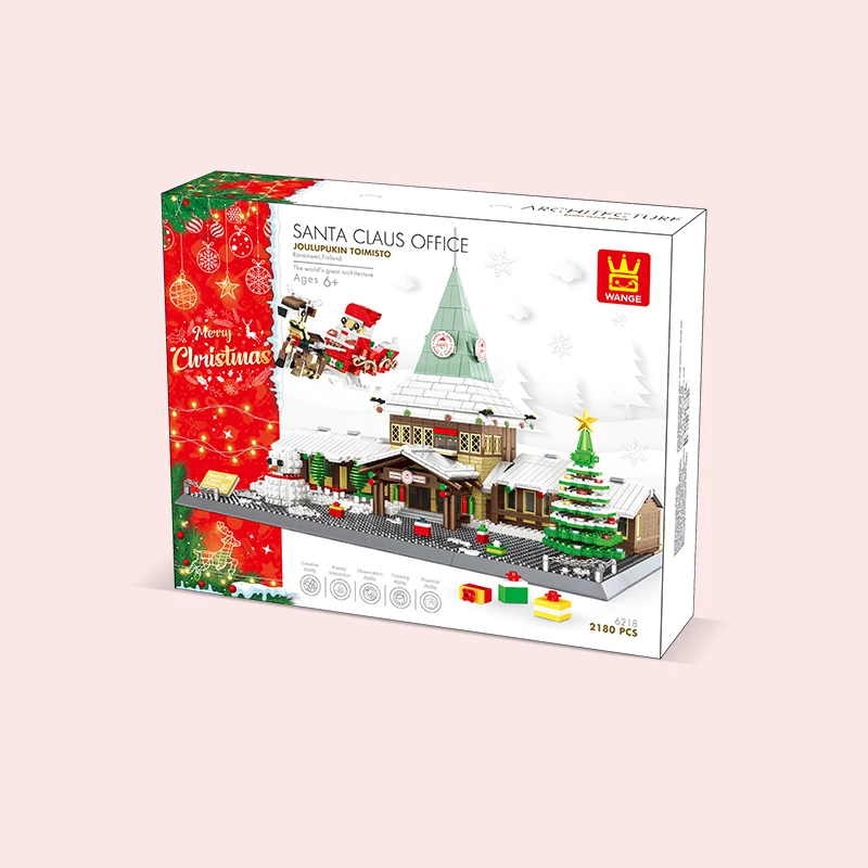 6218 Christmas Gift Santa Claus office Building Attractions Block Set Unisex Educational Assembly Building Block Plastic Toy