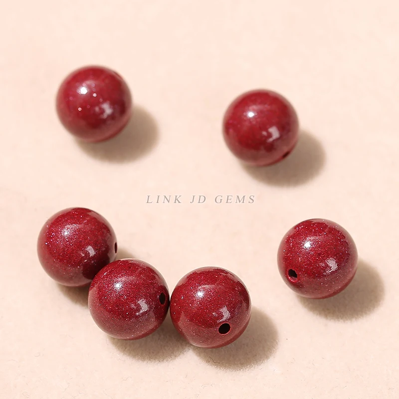 JD Natural Red Cinnabars Beads Round 4mm 6mm 8mm 10mm 12mm Semi Precious Stone Loose Beads for Necklace Bracelet Jewelry Making