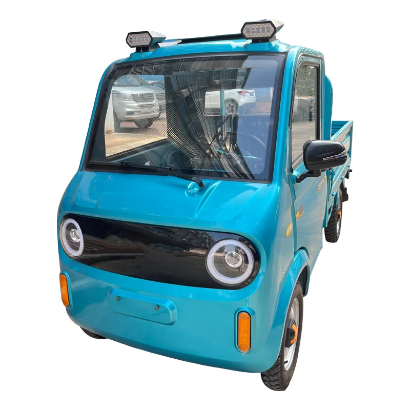 Electric 3-Wheel Pickup Mini Truck Four-Wheel Motorized Cargo And Passenger Vehicle With 60V Voltage Closed Body Type