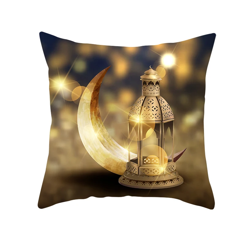 2022 Home Decorative Pillow case Eid Mubarak Moon Lantern Sofa Bed Throw Pillow Cushion Covers Islam Ramadan Kareem Pillowcase