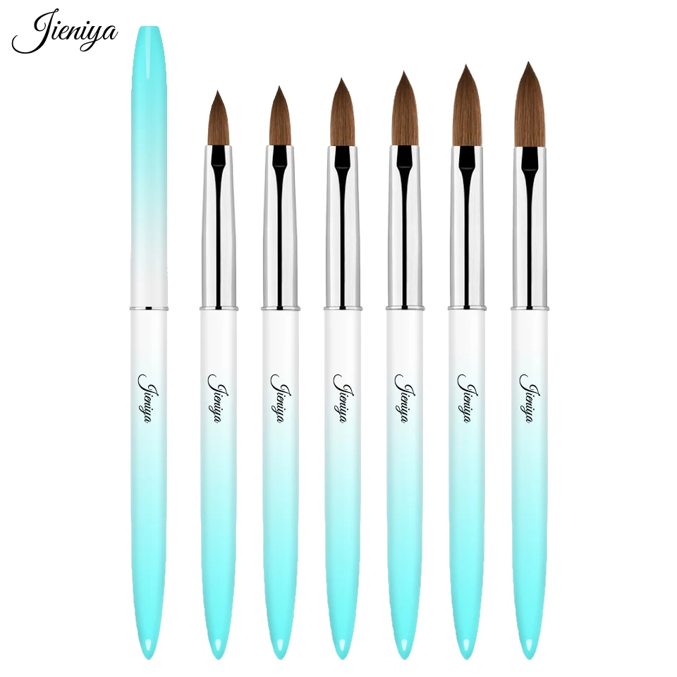 Jieniya Nail supplies multicolor Professional Customized 100% Pure Kolinsky acrylic powder Nail Brush Sable #8 acrylic brush