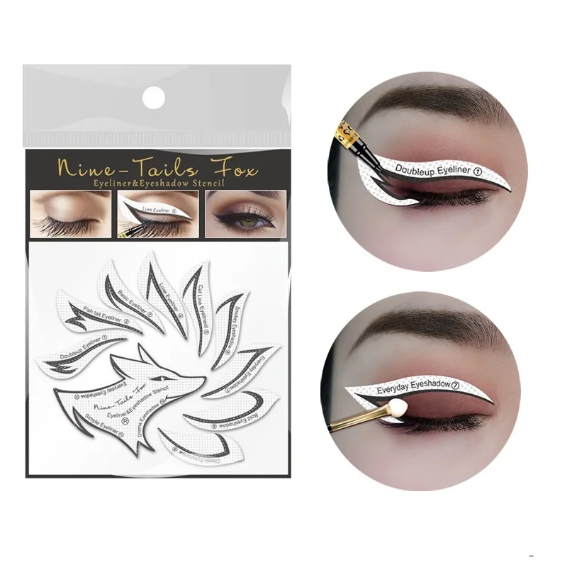 Amazon Eyeliner Stencil Kit Eyebrow Stencil Set Non-woven Materials 12 Style Eyeliner Eyeshadow Stencil Template