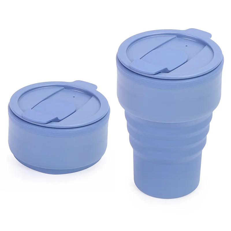 Eco Friendly Portable Customized Black Drinking Coffee Mugs Foldable Collapsible Silicone Travel Coffee Cups