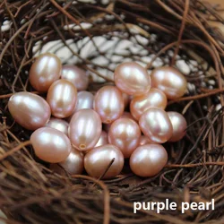 8-11  mm Rice nature freshwater pearl with hanger, DIY high luster PEARL with full hole drilled or half hole drilled