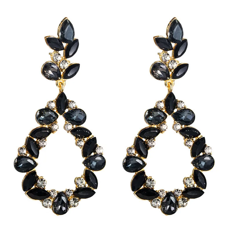 
Creative Drop-shaped Earrings Retro Personality Multi-layer Glass Drill Pendant Earrings 2019 Fashion Female Jewelry Wholesale 