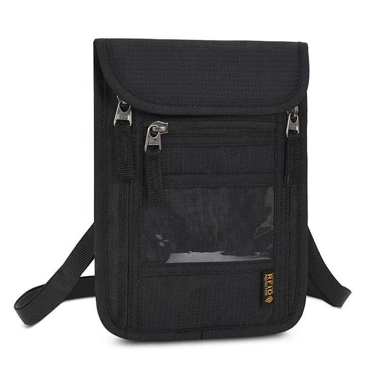 Travel Passport Holder Neck Nylon Passport Bag Waterproof Pocket Sling Bag Mobile Phone Bag