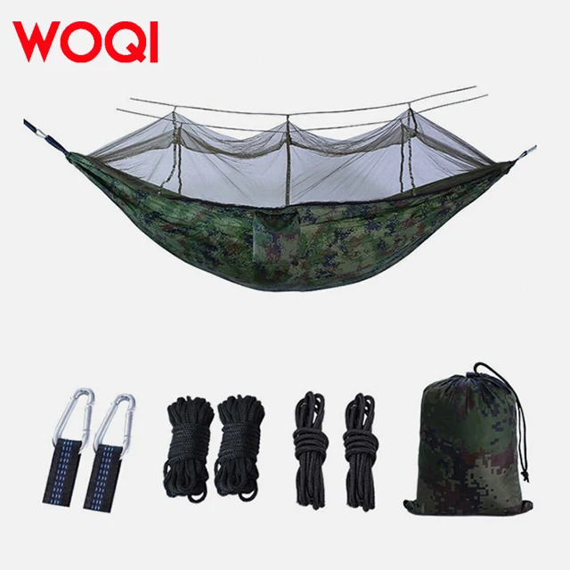 WOQI portable single person camping backpack hammock tent outdoor ultra light camping mosquito net hammock