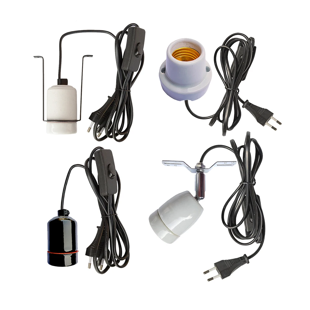 Pet Heater Bracket Reptile Heat Light Fixture Lamp Bulb Holder With Cable E27 Ceramic Wall Socket Reptile Heat Lamp Holder