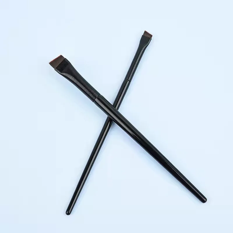 Профессиональная ультратонкая деревянная ручка, угловая плоская головка, одиночная подводка для глаз, бровей, стойкая Водонепроницаемая Кисть для макияжа веганцев