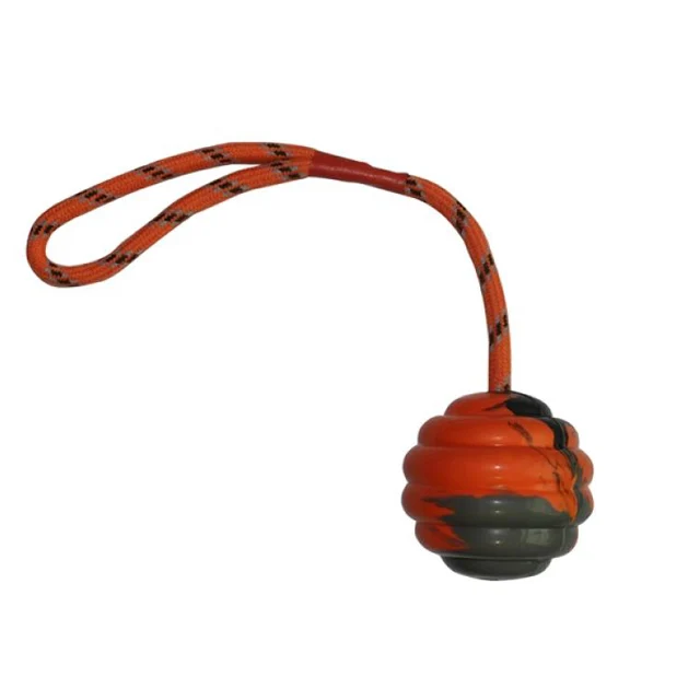 Wholesale pet training enhance intelligence Solid Rubber rope Ball dog toy natural rubber