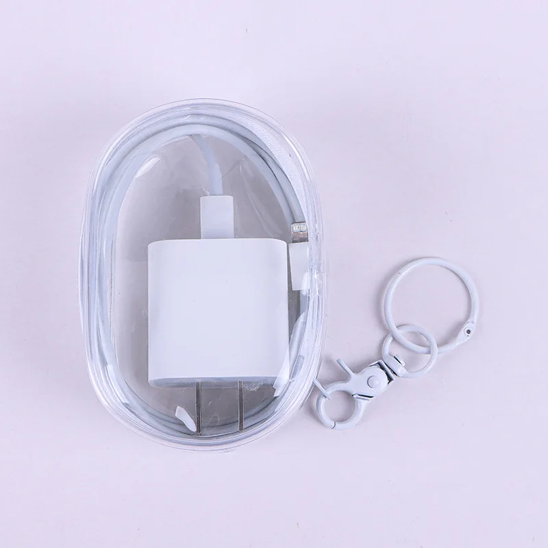 New PVC Data Cable Storage Bag Transparent Multi functional Mini Portable Charger Storage Bag Earphone Storage Box