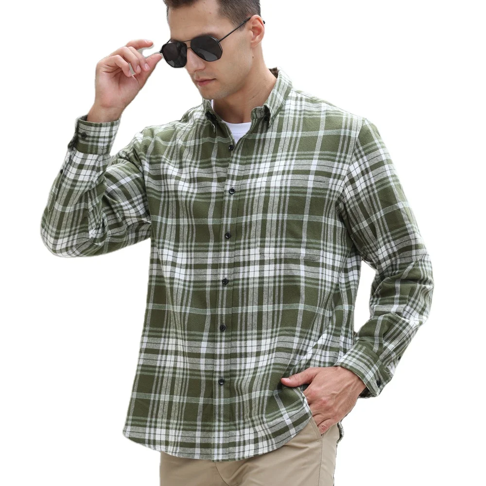Mens Flannel Shirts Long Sleeve,Flannels for Men Button Down Plaid 100% Cotton with Single Pocket