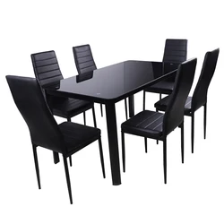 Modern Home Furniture Dining Room Furniture Dining Tables And Chairs Set Chair Tempered Glass Dining Table