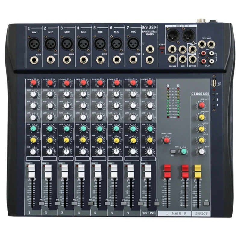 2022 Audio Mixer 8 Channel Professional Digital Audio Mixer with USB