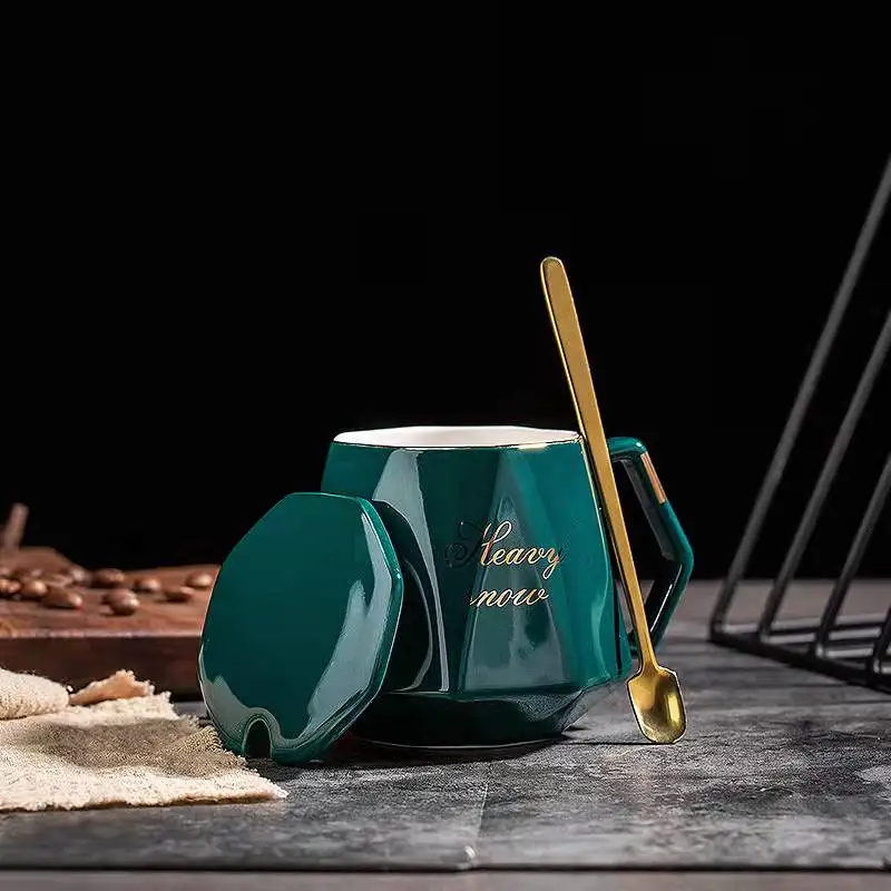 Nordic luxury diamond gold ceramic mug coffee cup tea water cup holiday event gift ceramic mug custom logo