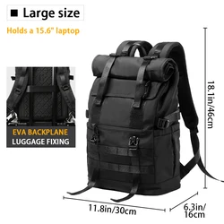 Black Novelty Innovative Roll Top Backpack Waterproof Multifunction Expansion Laptop Backpack for Men Backpack Manufacturer