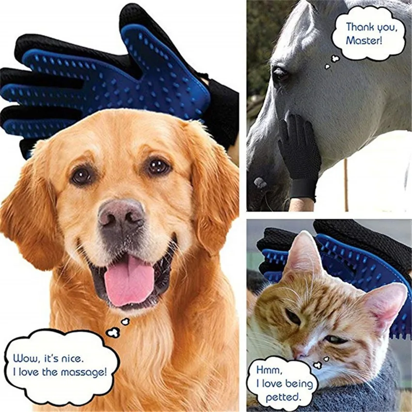 Hot Sale TPR Soft Pin Pet Hair Removal Grooming Tool Dog Cat Pet Bath Grooming Gloves