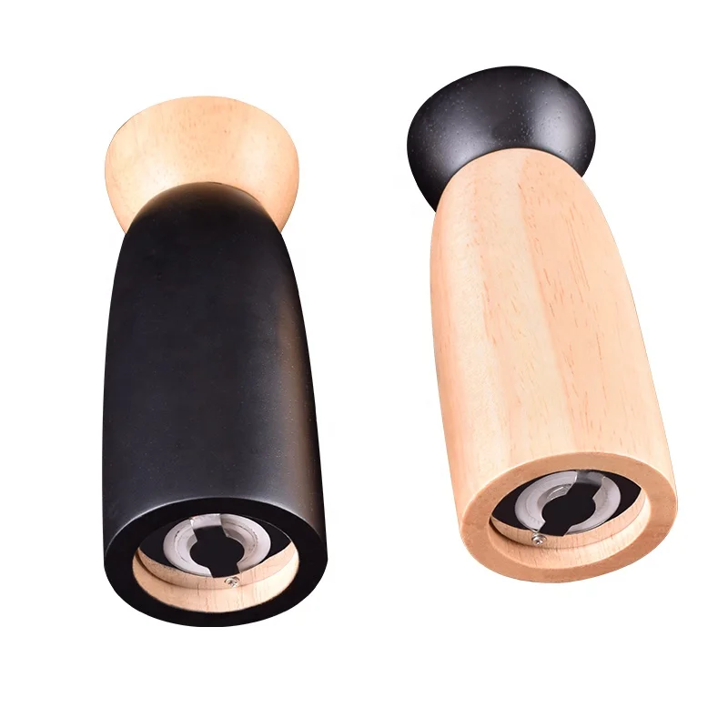 Customized high quality  manual wooden  mill adjustable wood salt and pepper grinder