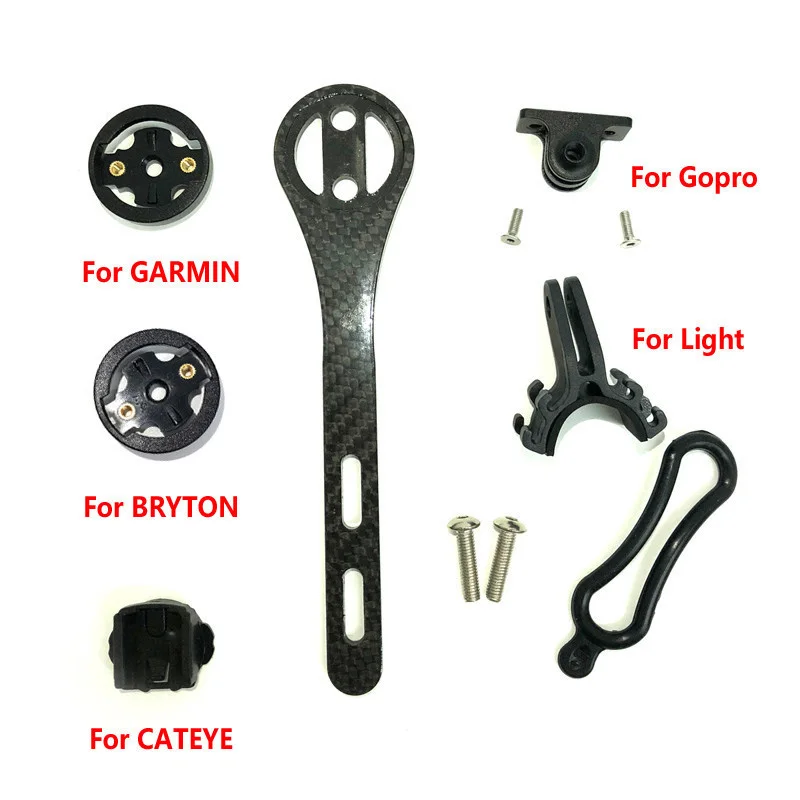 Carbon Fiber Bike Bent Handlebar Computer Holder of MTB Road Bicycle Computer Camera Mount Extender support bryton rider 31.8mm
