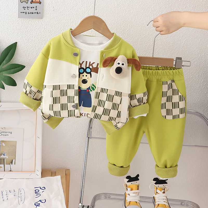 Cartoon 3 pieces set elegant clothes for kids girls and boys 2 years