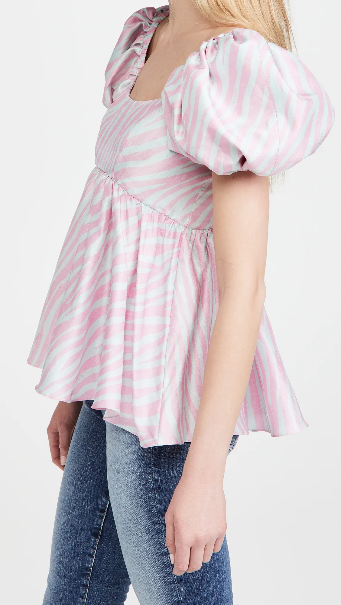 Женский топ с высокой талией, рукава-пузырьки с эластичными манжетами и принтом зебры, весна 2022