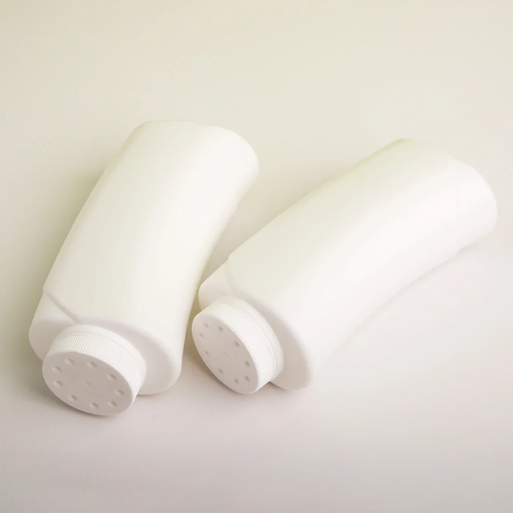 200g HDPE Oval shape white talc powder bottle