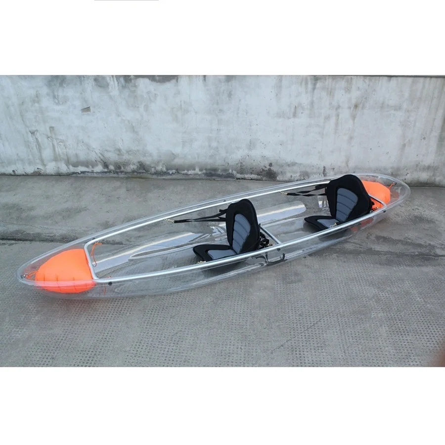 2021 new hot selling fiberglass transparent glass kayak with poly carbonate kayak