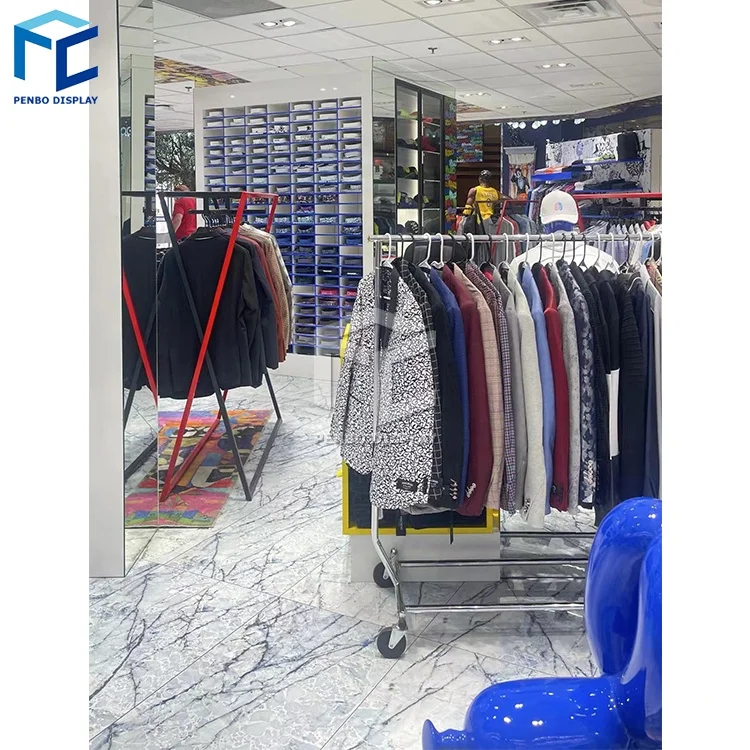 Modern Clothes Store Display Cabinet Luxury Garment Store Display Stand Men Clothes Shop Furniture Clothing Shop Design