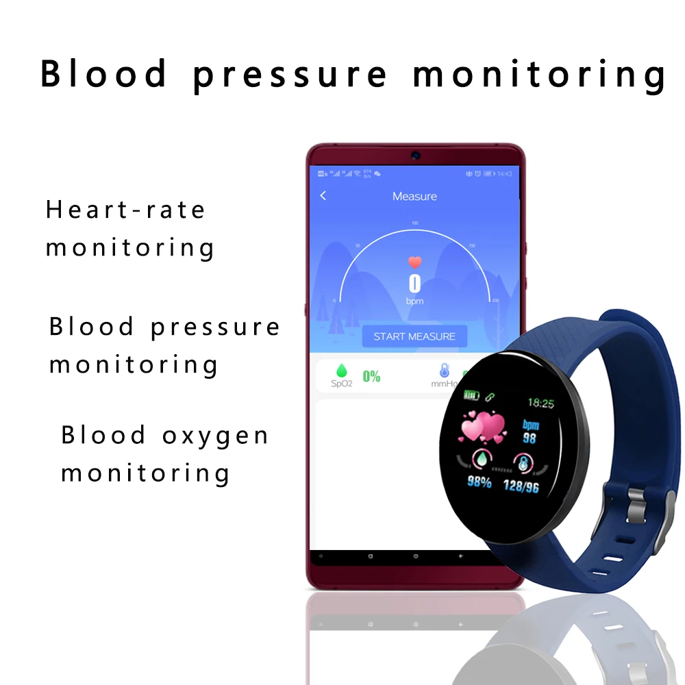 D18 Smart Watch Men Heart Rate BT Smartwatch Blood Pressure Round Fitness Sleep Tracker Smart Watch Women For Android IOS