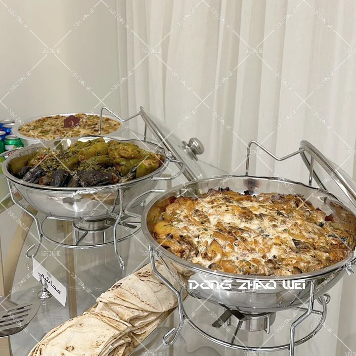 Restaurant Equipment 8Litres Golden Stand Buffet Food Warmer Catering Party Gold Round 8L Chafing dish Glass lid Soup pot