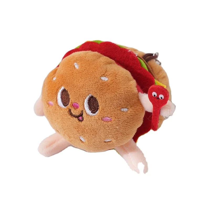Cute Plush Keychains Toys Trend Fashion Soft Plush Doll Food Chips Hamburger Chicken Leg Toast Bread Plush keychains toys