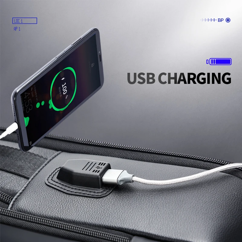 BOPAI men anti theft business 15.6 inch laptop bag usb charging back pack expandable notebook genuine leather backpack