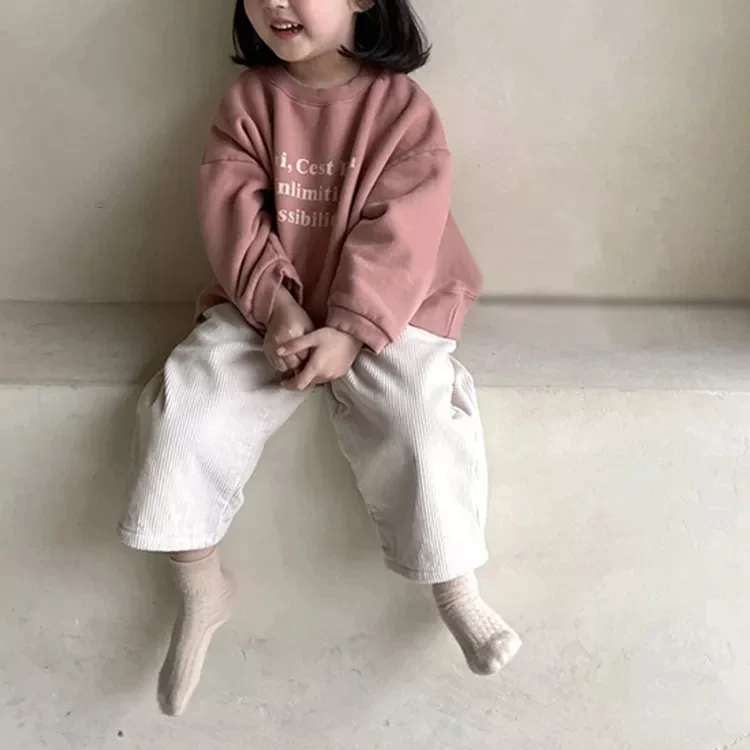 Winter Clothing Letter Print Long Sleeve Kids Sweatshirt Pullover Sweater Baby Girl Sweatshirt Hoodies