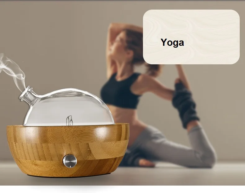 70ml Fragrance Waterless Essential Oil Aroma Diffuser, Bamboo Base and Glass Essential Oil Nebulizer for Home