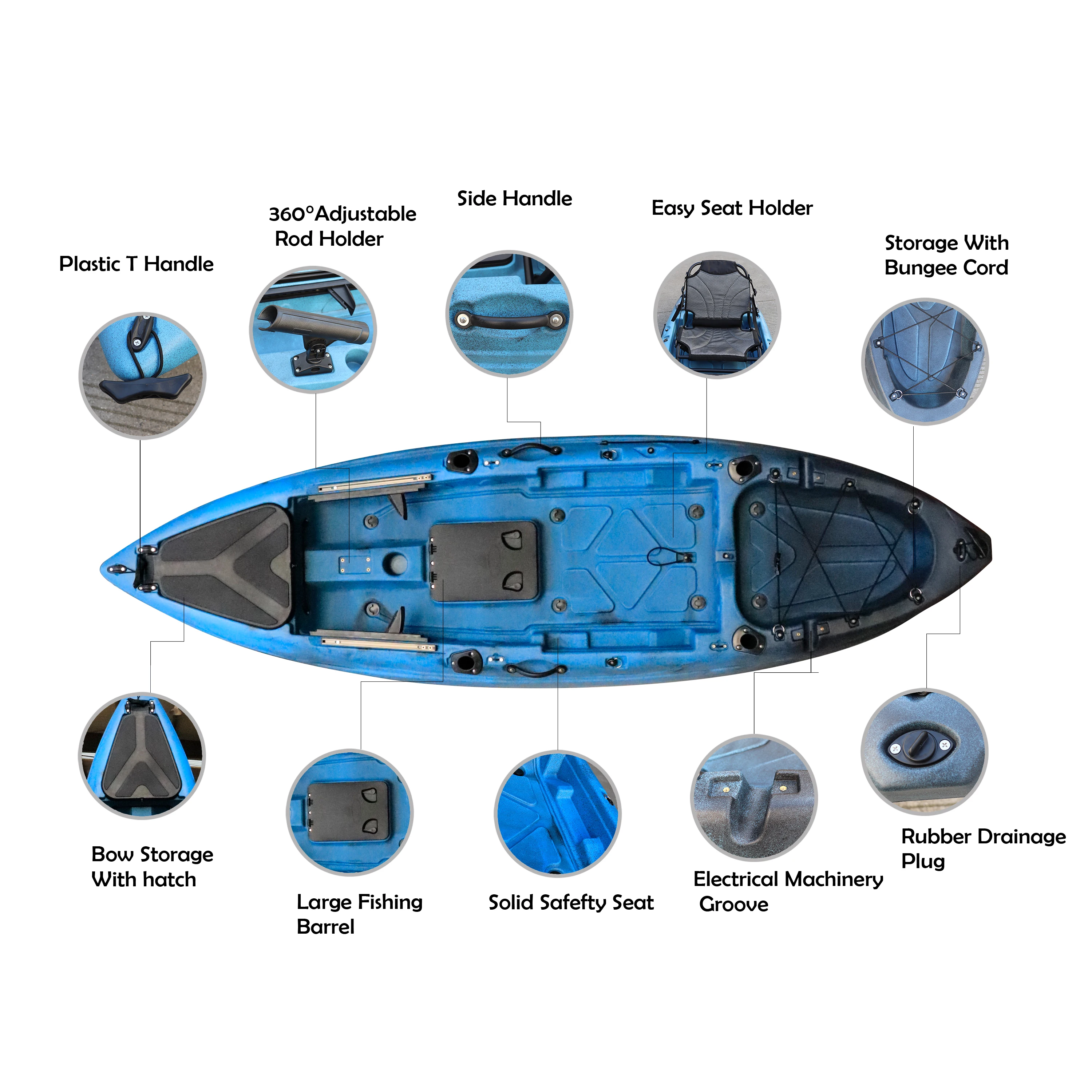 Factory Wholesale Paddle Plastic Sit On Top River Hdpe Single Kayak Kayaks For Fishing