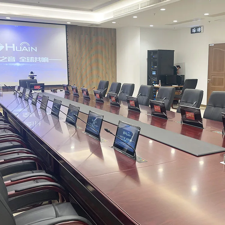 HUAIN 17.3 Inch Conference Table Pop Up Retractable Touch Screen LCD Monitor Motorized Lift