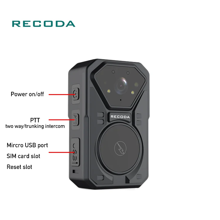 Портативная видеокамера Recoda Full HD IR 4G GPS WIFI с функцией распознавания