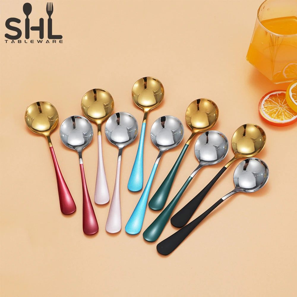 Kids cutlery colorful stainless steel cafe restaurant dessert spoons cutlery set